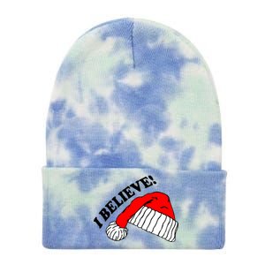 I Believe In Santa Claus Christmas Tie Dye 12in Knit Beanie