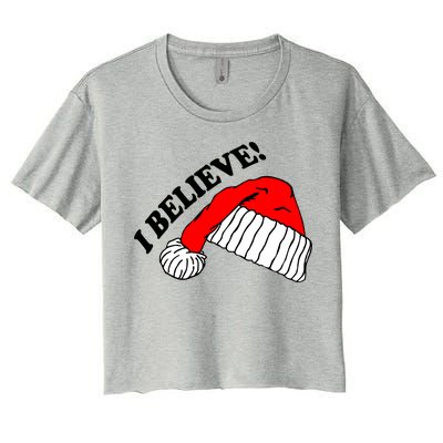 I Believe In Santa Claus Christmas Women's Crop Top Tee