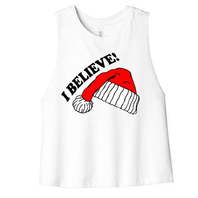 I Believe In Santa Claus Christmas Women's Racerback Cropped Tank