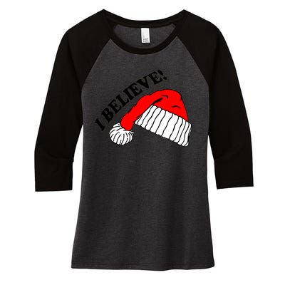 I Believe In Santa Claus Christmas Women's Tri-Blend 3/4-Sleeve Raglan Shirt