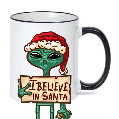 I Believe In Santa Funny Alien Christmas 11oz Black Color Changing Mug