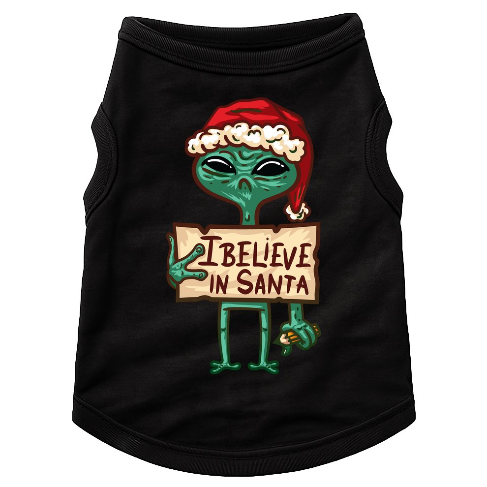 I Believe In Santa Funny Alien Christmas Doggie Tank