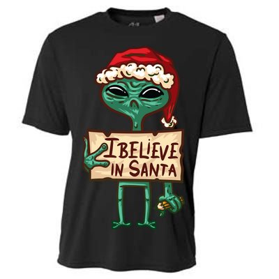 I Believe In Santa Funny Alien Christmas Cooling Performance Crew T-Shirt