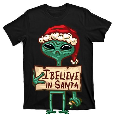 I Believe In Santa Funny Alien Christmas T-Shirt