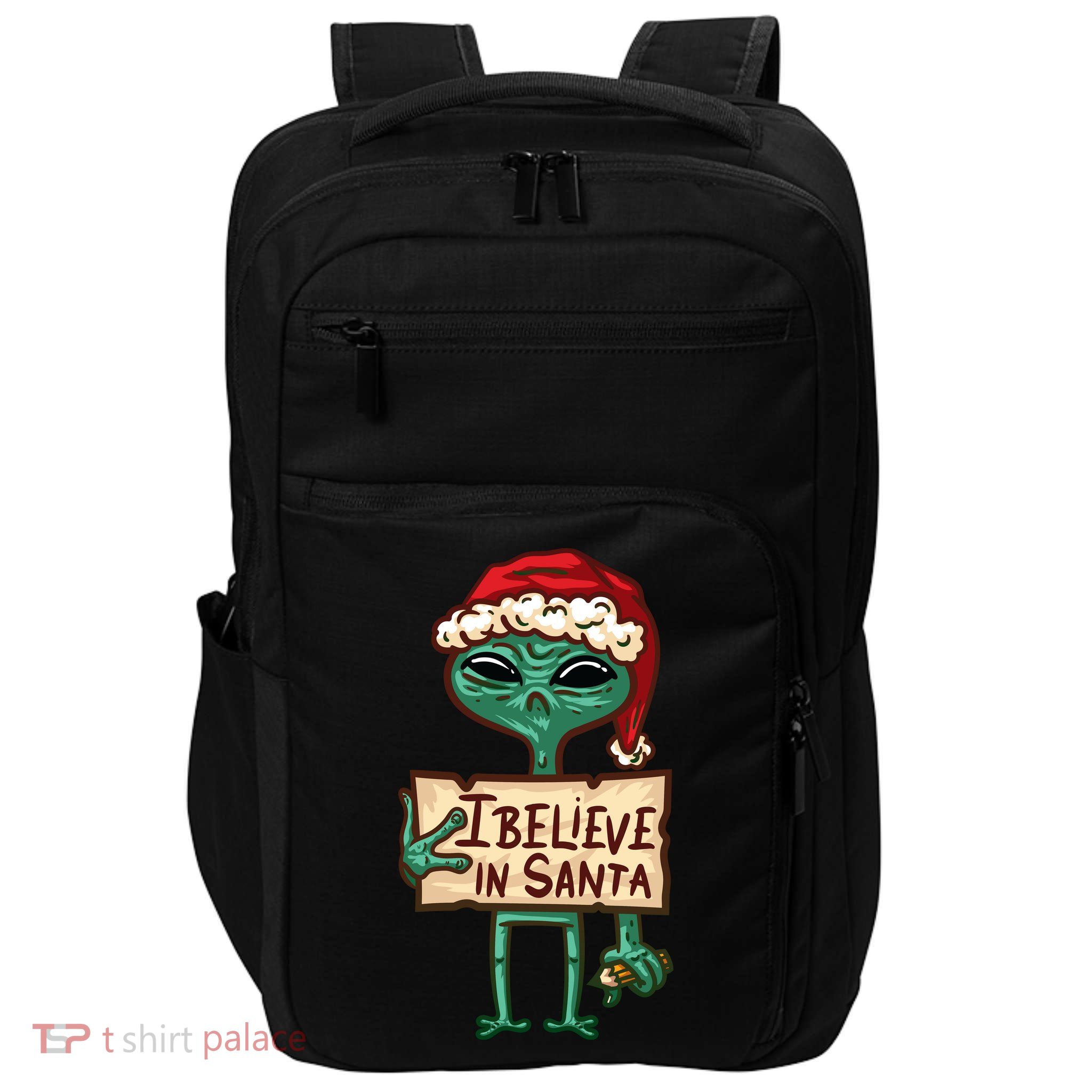 I Believe In Santa Funny Alien Christmas Impact Tech Backpack
