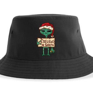 I Believe In Santa Funny Alien Christmas Sustainable Bucket Hat