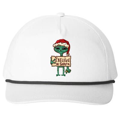 I Believe In Santa Funny Alien Christmas Snapback Five-Panel Rope Hat