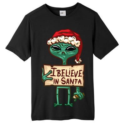 I Believe In Santa Funny Alien Christmas Tall Fusion ChromaSoft Performance T-Shirt