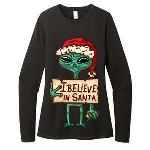 I Believe In Santa Funny Alien Christmas Womens CVC Long Sleeve Shirt