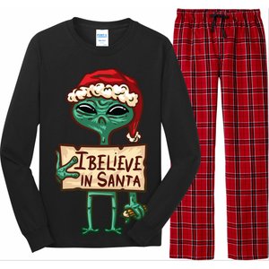 I Believe In Santa Funny Alien Christmas Long Sleeve Pajama Set