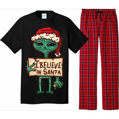 I Believe In Santa Funny Alien Christmas Pajama Set