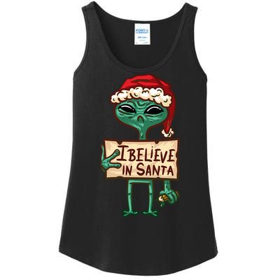 I Believe In Santa Funny Alien Christmas Ladies Essential Tank