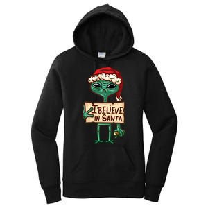 I Believe In Santa Funny Alien Christmas Women's Pullover Hoodie