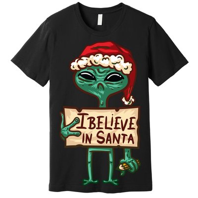 I Believe In Santa Funny Alien Christmas Premium T-Shirt