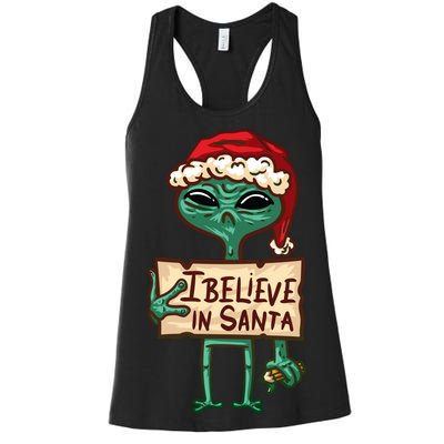 I Believe In Santa Funny Alien Christmas Women's Racerback Tank