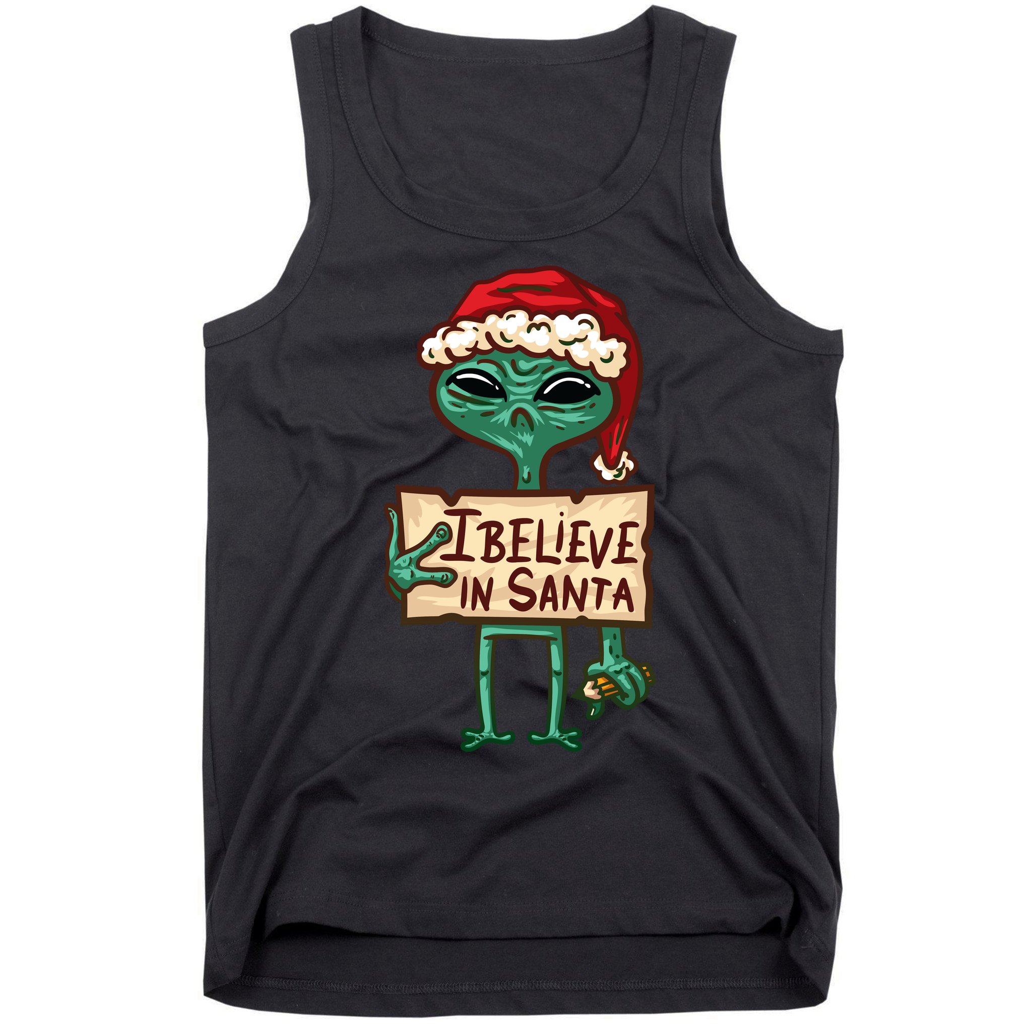 I Believe In Santa Funny Alien Christmas Tank Top