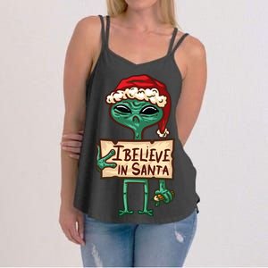 I Believe In Santa Funny Alien Christmas Women's Strappy Tank