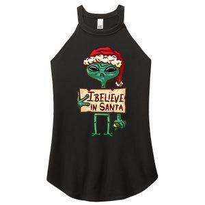 I Believe In Santa Funny Alien Christmas Women's Perfect Tri Rocker Tank