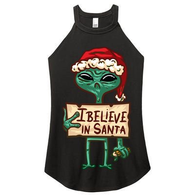 I Believe In Santa Funny Alien Christmas Women's Perfect Tri Rocker Tank