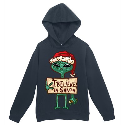 I Believe In Santa Funny Alien Christmas Urban Pullover Hoodie