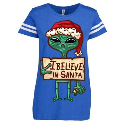 I Believe In Santa Funny Alien Christmas Enza Ladies Jersey Football T-Shirt