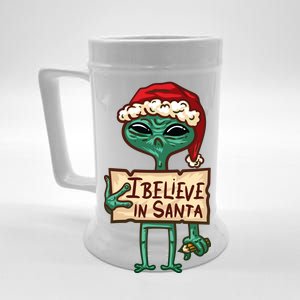 I Believe In Santa Funny Alien Christmas Beer Stein