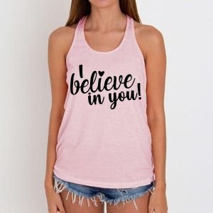 I Believe In You Teacher Women's Knotted Racerback Tank