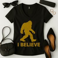 I Believe Sasquatch Bigfoot Women's V-Neck T-Shirt