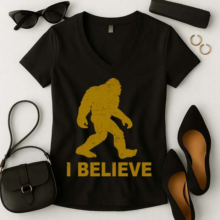 I Believe Sasquatch Bigfoot Women's V-Neck T-Shirt