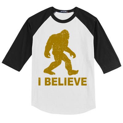 I Believe Sasquatch Bigfoot Kids Colorblock Raglan Jersey
