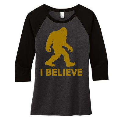 I Believe Sasquatch Bigfoot Women's Tri-Blend 3/4-Sleeve Raglan Shirt