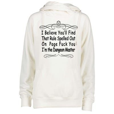 I Believe You'll That Rule Dungeon Master Womens Funnel Neck Pullover Hood