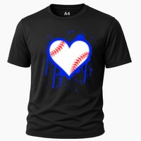 I Bleed Blue Baseball Heart Cooling Performance Crew T-Shirt