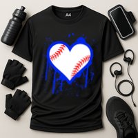 I Bleed Blue Baseball Heart Cooling Performance Crew T-Shirt