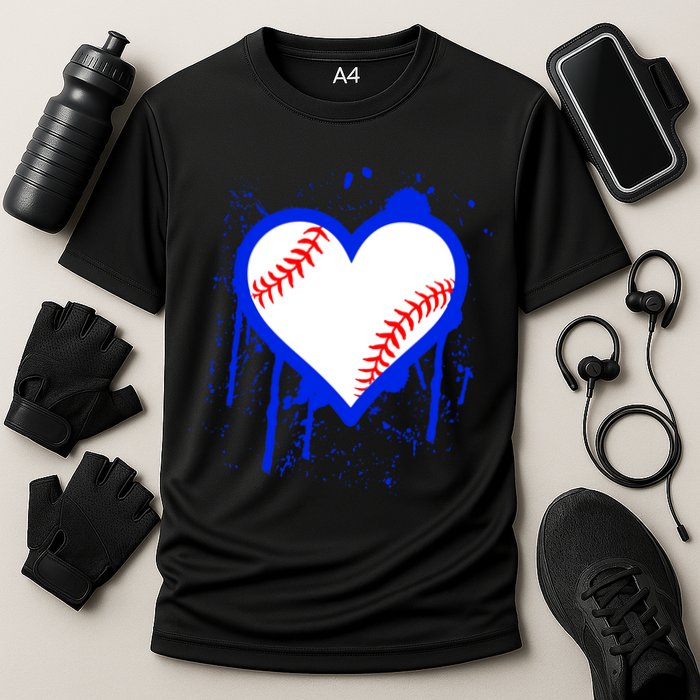 I Bleed Blue Baseball Heart Cooling Performance Crew T-Shirt