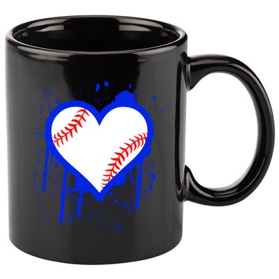 I Bleed Blue Baseball Heart 11oz C Handle Ceramic Mug