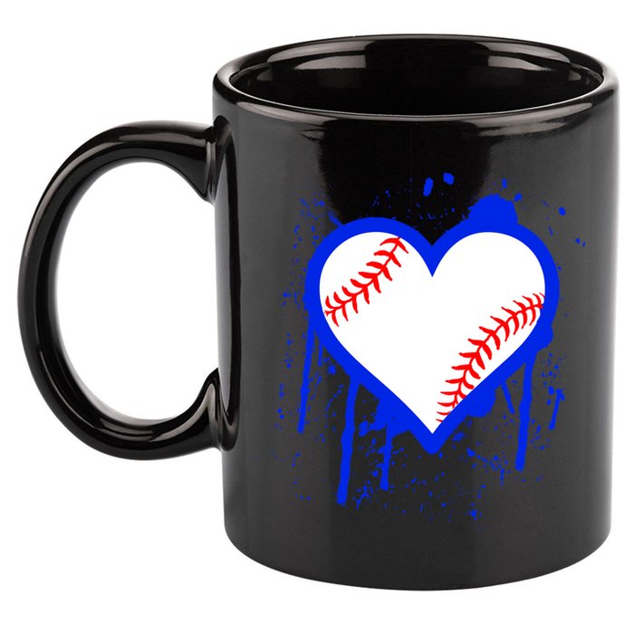 I Bleed Blue Baseball Heart 11oz C Handle Ceramic Mug