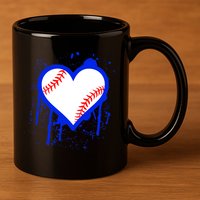 I Bleed Blue Baseball Heart 11oz C Handle Ceramic Mug