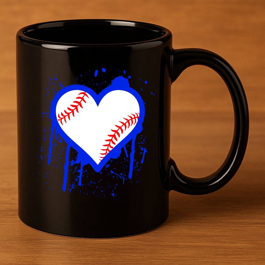 I Bleed Blue Baseball Heart 11oz C Handle Ceramic Mug