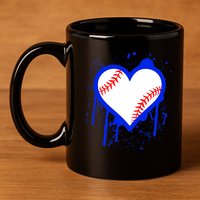I Bleed Blue Baseball Heart 11oz C Handle Ceramic Mug