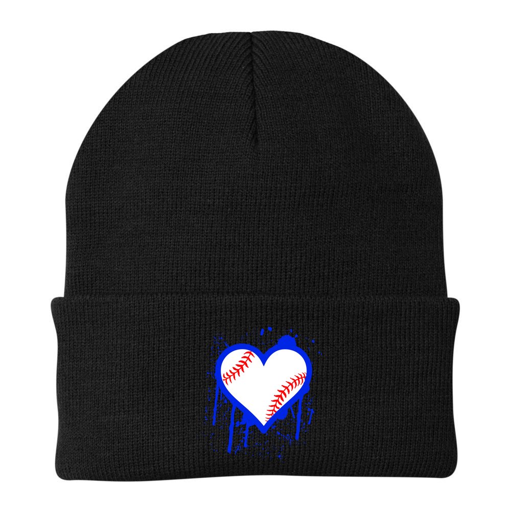 I Bleed Blue Baseball Heart Beanie
