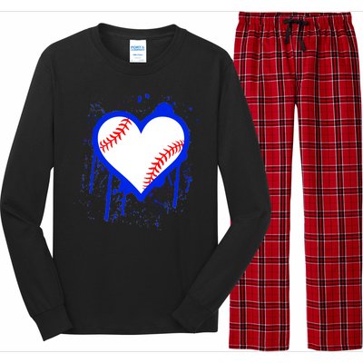 I Bleed Blue Baseball Heart Long Sleeve Pajama Set