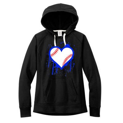 I Bleed Blue Baseball Heart Women's Fleece Hoodie