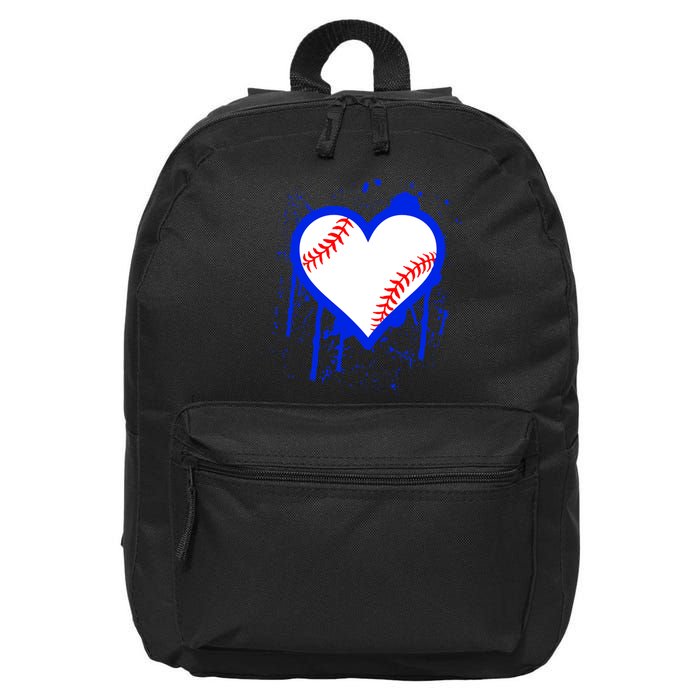 I Bleed Blue Baseball Heart 16 in Basic Backpack