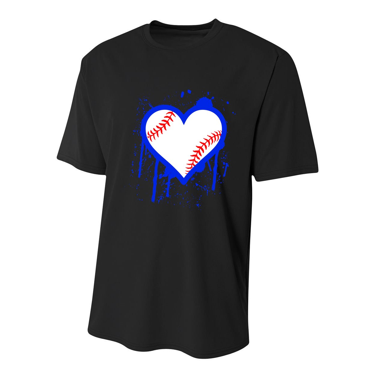 I Bleed Blue Baseball Heart Youth Performance Sprint T-Shirt