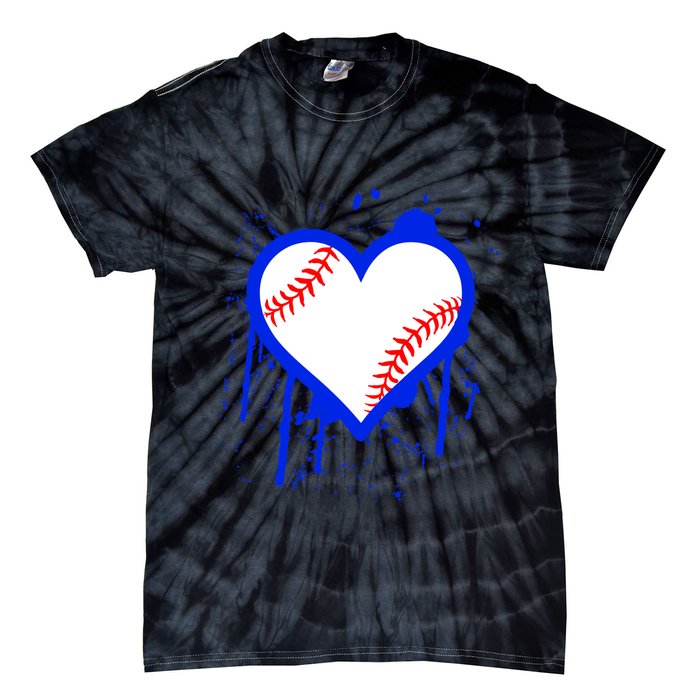 I Bleed Blue Baseball Heart Tie-Dye T-Shirt