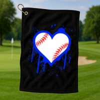 I Bleed Blue Baseball Heart Golf Towel