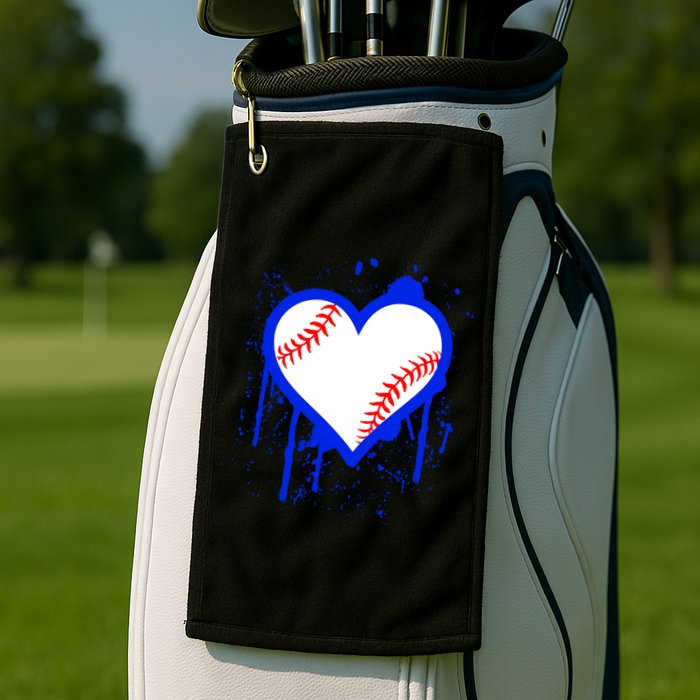 I Bleed Blue Baseball Heart Golf Towel