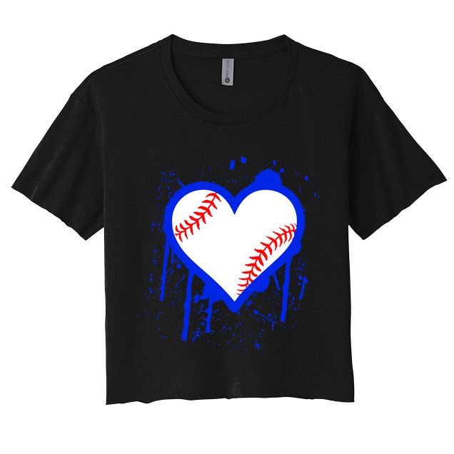 I Bleed Blue Baseball Heart Crop Top