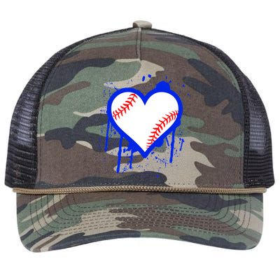 I Bleed Blue Baseball Heart Retro Rope Trucker Hat Cap